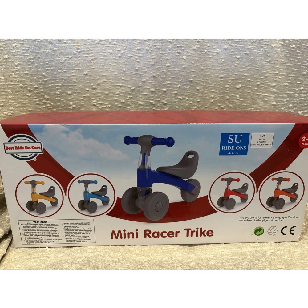 Ride On Mini Trike with Easy Grip‎ Handles, Enclosed Wheels and No Pedals